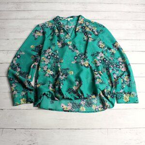 Maurices Women's Sheer Blouse Top Size M Green Floral